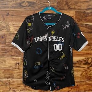 Rue21 Black Graphic Button-Up Jersey